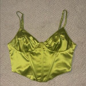 Garage Satin Green Corset Top